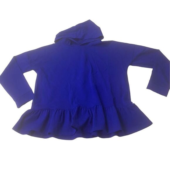 Royal Blue Ruffled Hem Hoodie - Picture 1 of 5